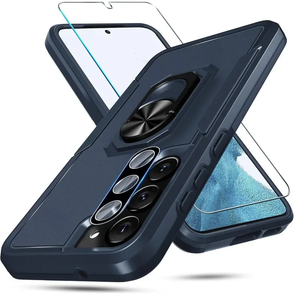 Galaxy S23 Heavy Duty Case w/Screen Protector & Lens Protector, Pink or Blue